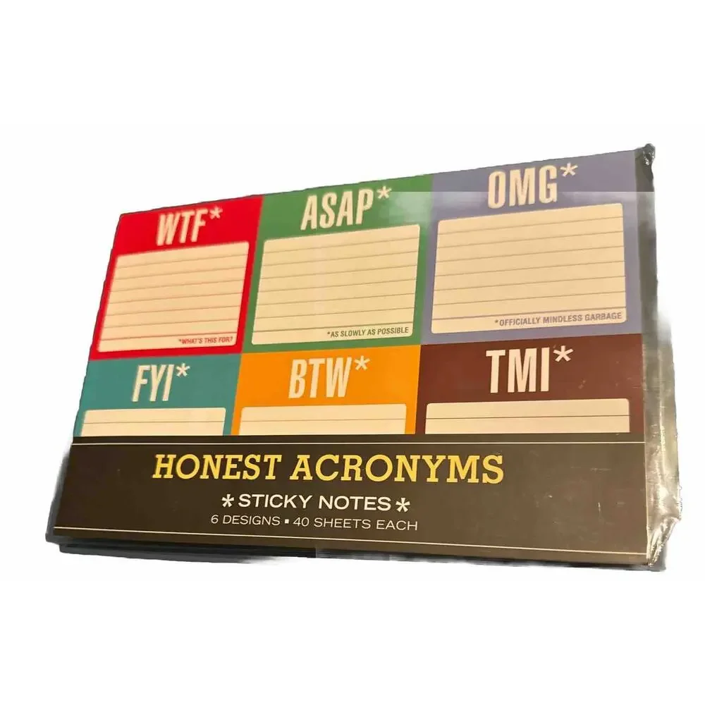 Clever Sticky Notes WTF ASAP TMI Funny Colleague Coworker Gift Knock Knock NEW